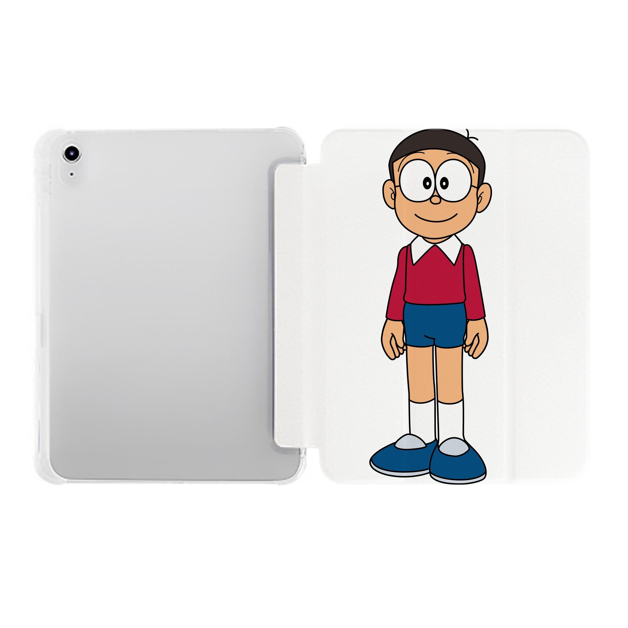 （画像用） ドラえもん 野比 のび太 Doraemon Nobita Nobi IPad ケース ペン収納付き 三つ折りスタンド PUレザー×シリコン 対応機種9.5/10.5/10.9インチ